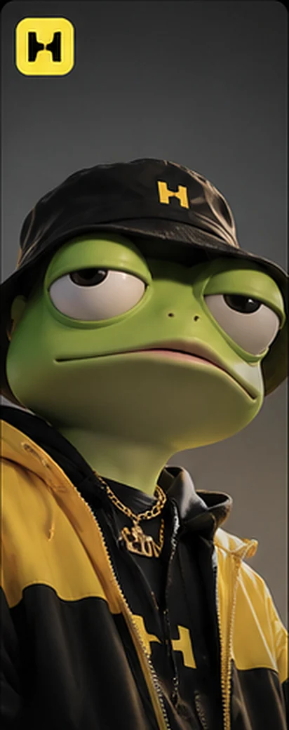 Froggo, an unimpressed AI frog in a bucket hat